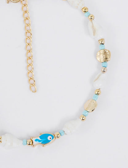 Fish-shaped Seashell Detailed Anklet