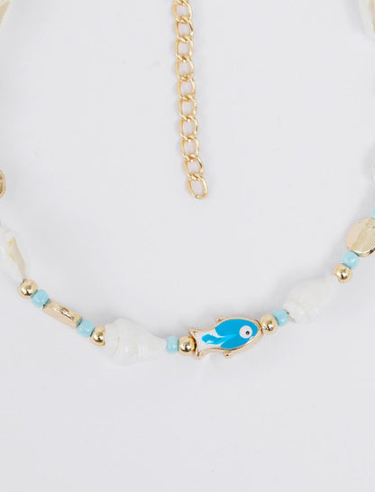 Fish-shaped Seashell Detailed Anklet