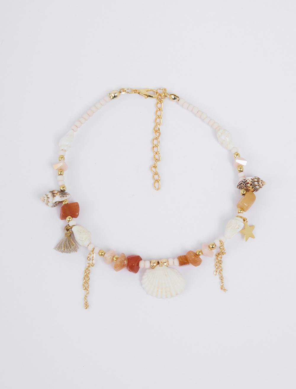 Seashell Detailed Fringed Anklet