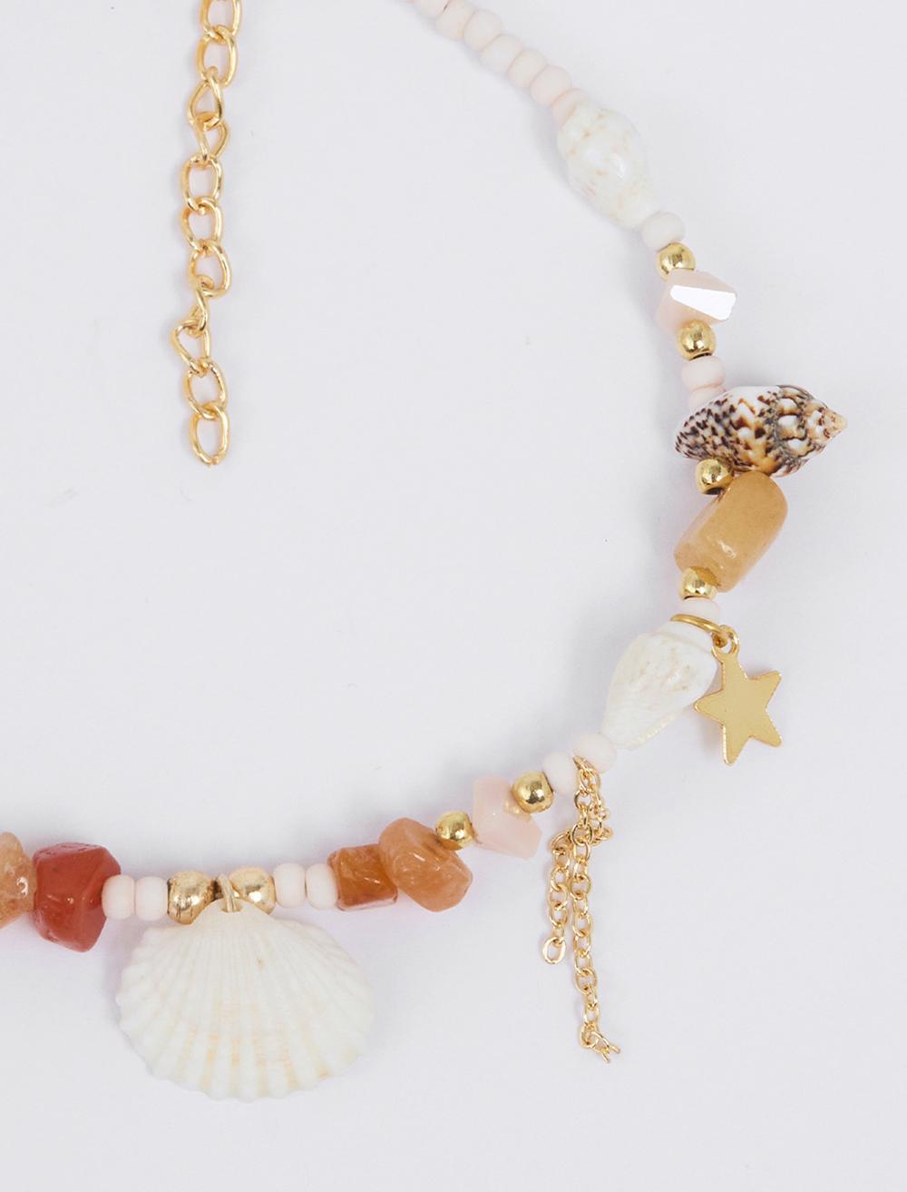 Seashell Detailed Fringed Anklet