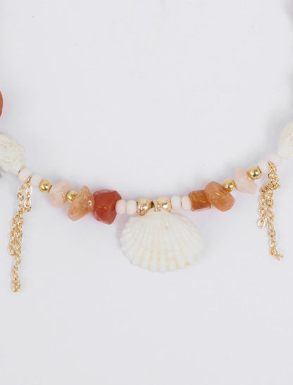 Seashell Detailed Fringed Anklet