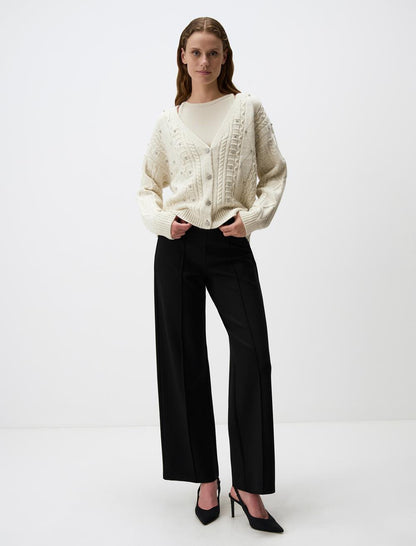 V-Neck Long Sleeved Cardigan