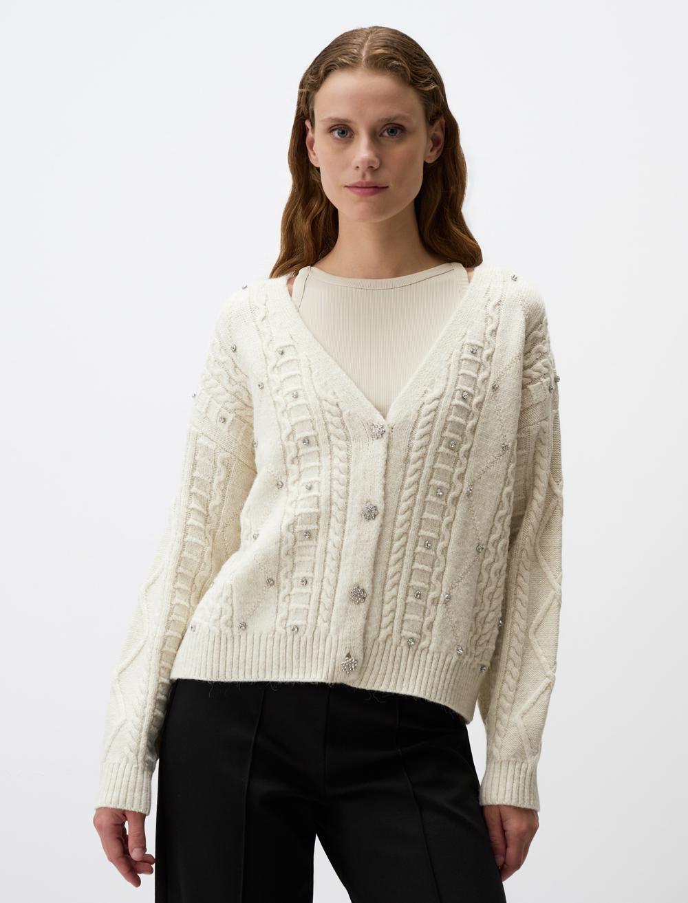 V-Neck Long Sleeved Cardigan