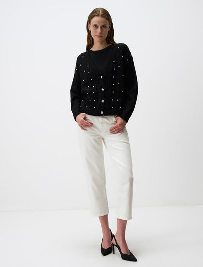 V-Neck Long Sleeved Cardigan