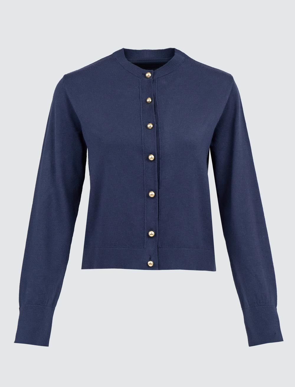 Round Neck Long Sleeve Sweater Cardigan - 24SH150011