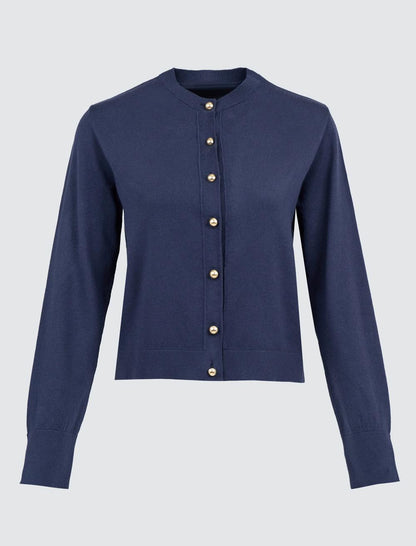 Round Neck Long Sleeve Sweater Cardigan