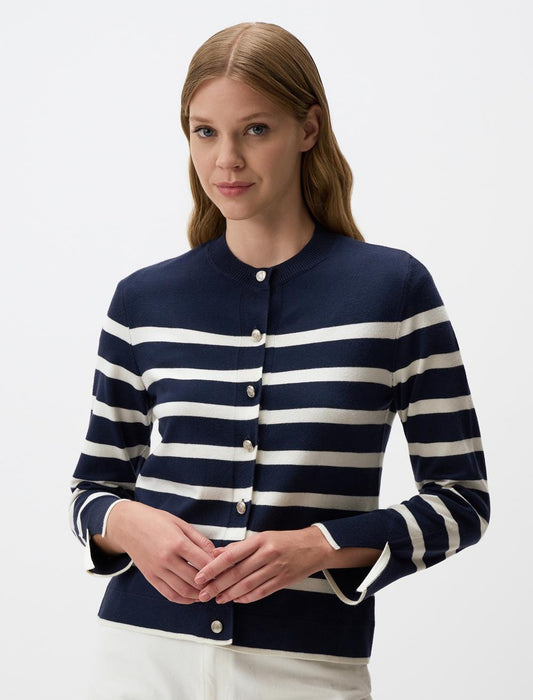 Crew Neck Long Sleeve Slim Fit Sweater Cardigan