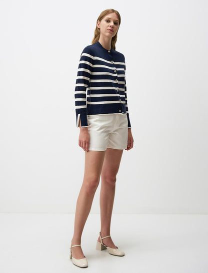 Crew Neck Long Sleeve Slim Fit Sweater Cardigan