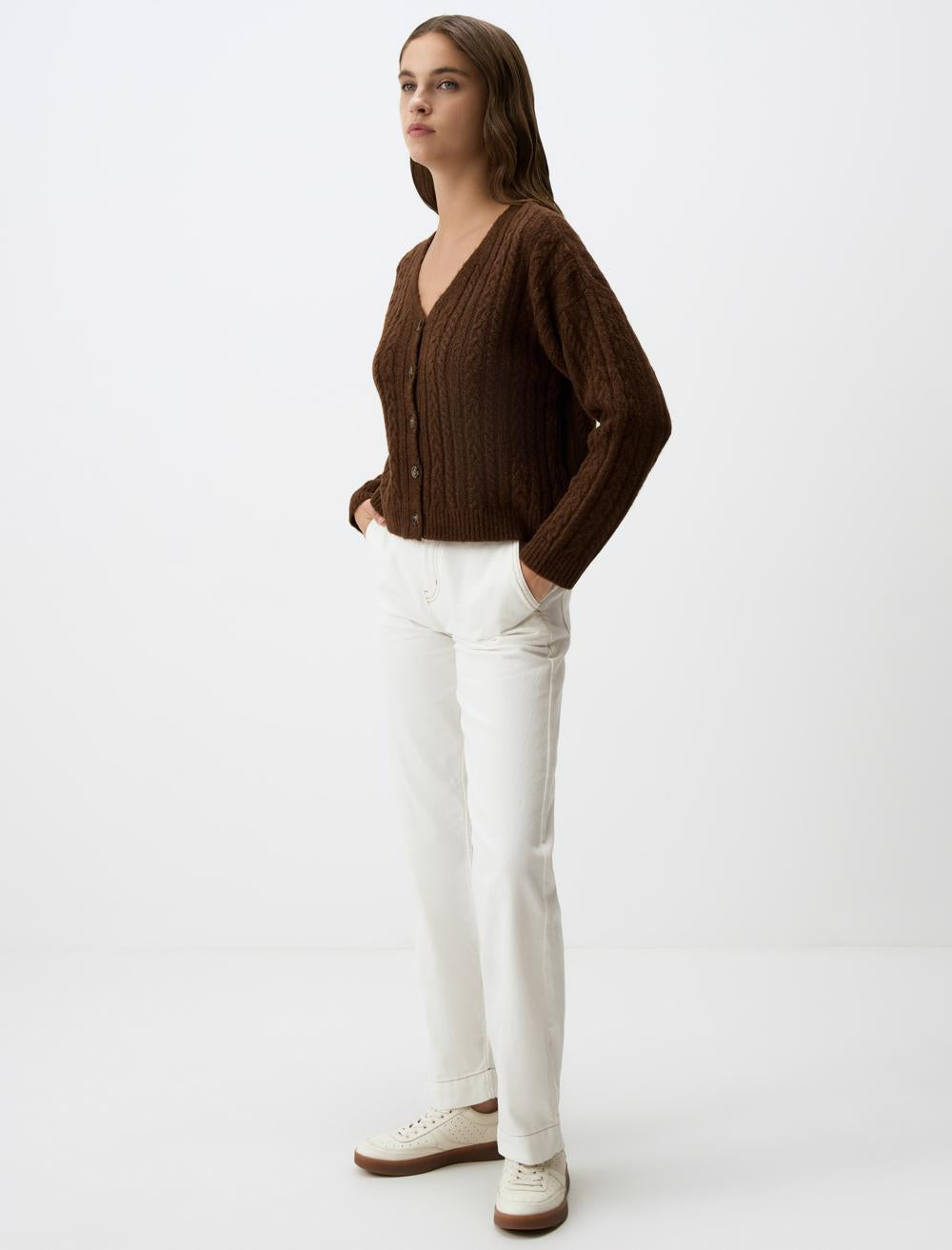 V-Neck Button Detailed Sweater Cardigan