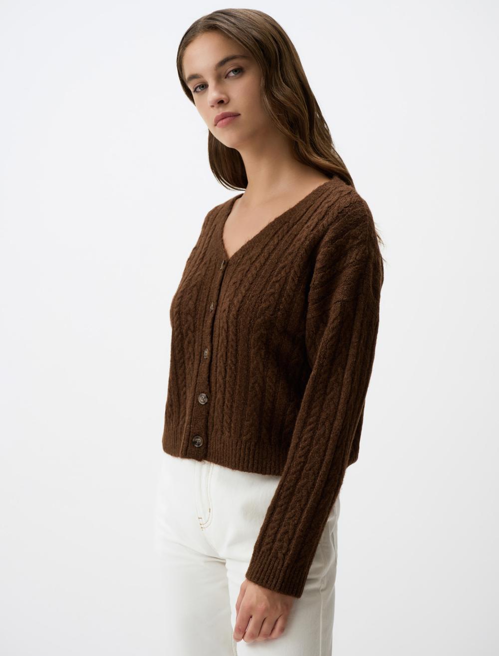 V-Neck Button Detailed Sweater Cardigan