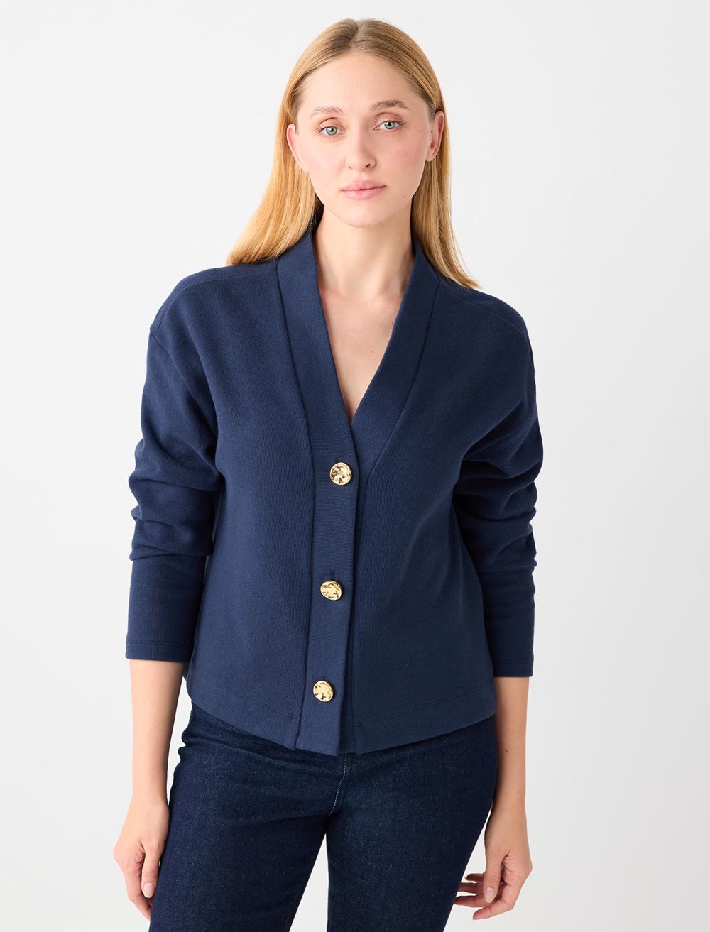 Loose Fit V-Neck Long-Sleeve Cardigan - 5WW103716