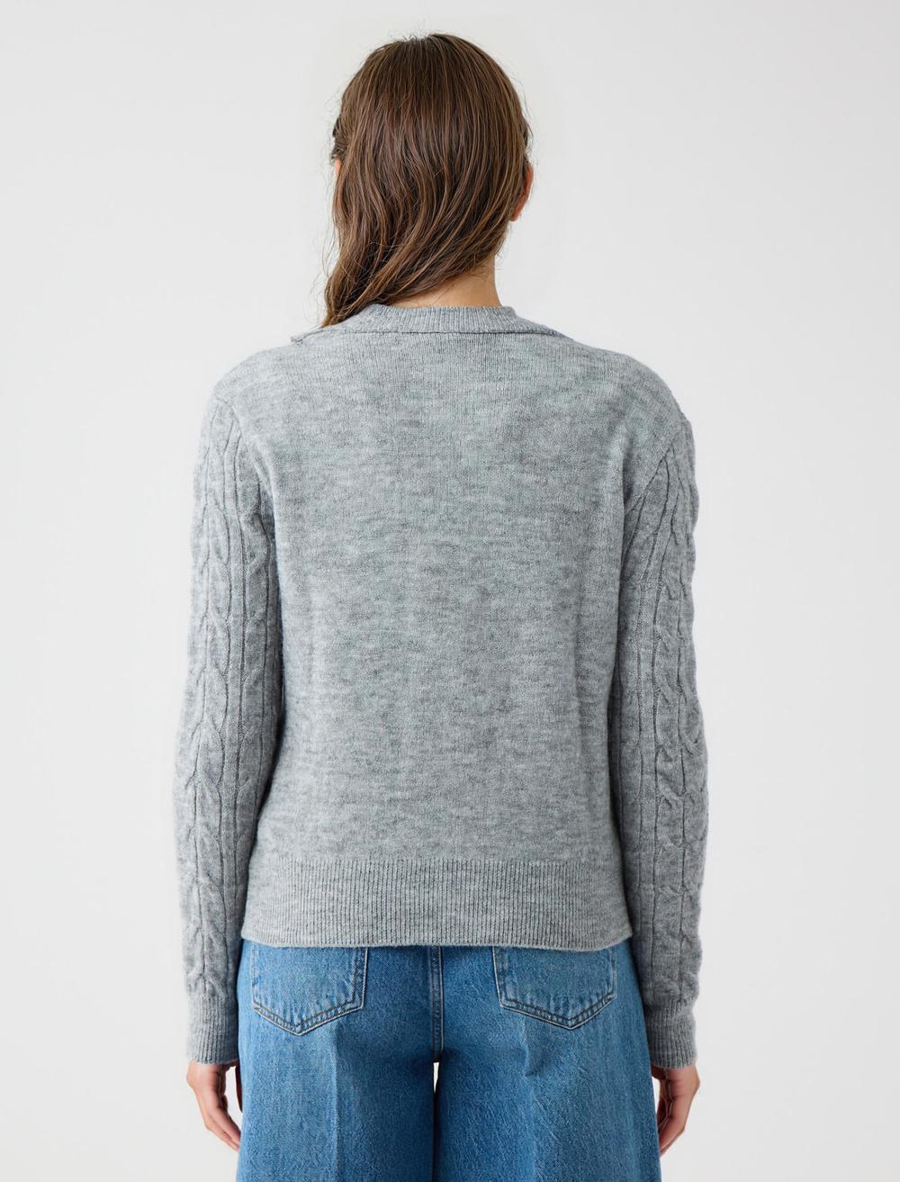 Crew Neck Long-Sleeve Cardigan - 5WW104079