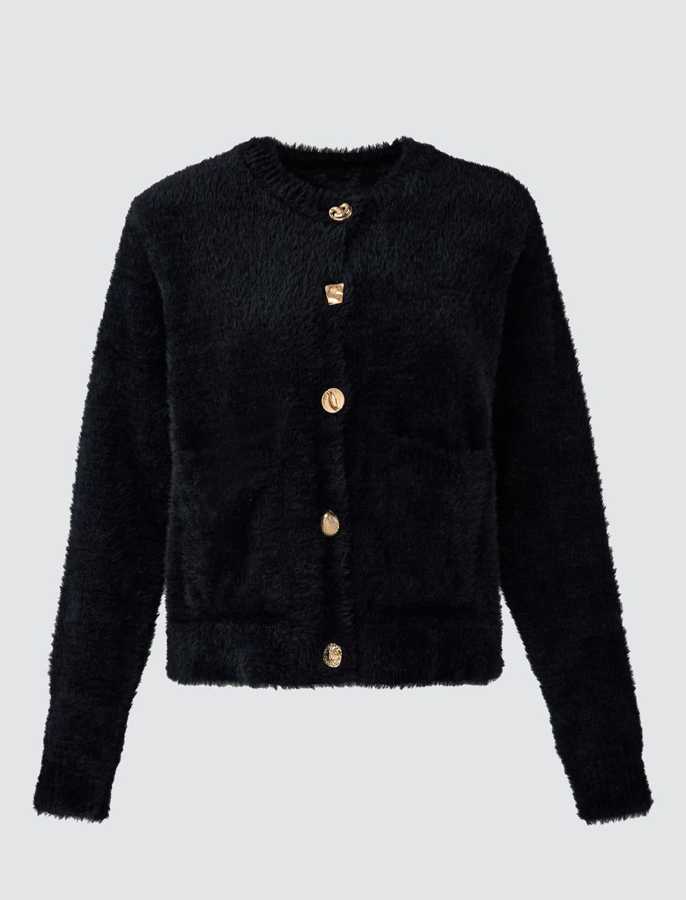 Crew Neck Long-Sleeve Cardigan - 5WW104105