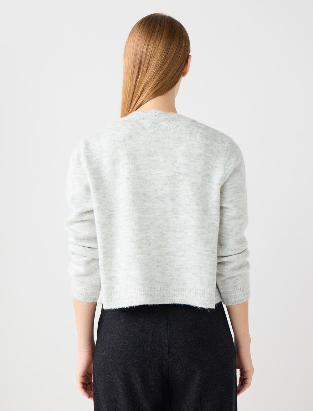 Slim Fit Crew Neck Long-Sleeve Cardigan - 5WW104115