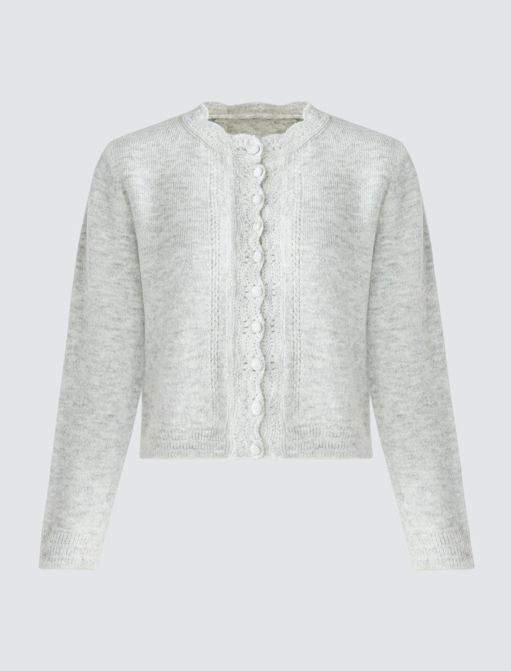 Slim Fit Crew Neck Long-Sleeve Cardigan - 5WW104115