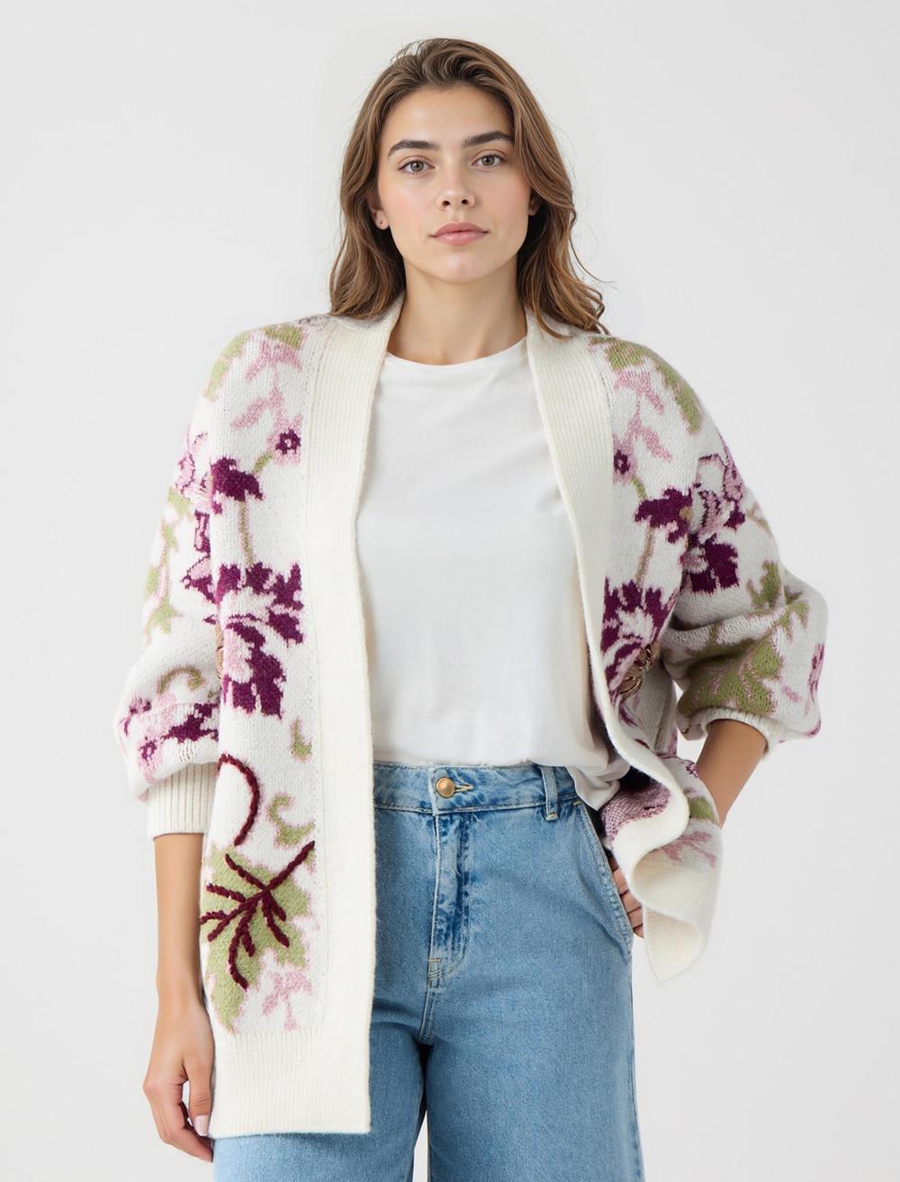 Loose Fit Long-Sleeve Cardigan - 5WW104118