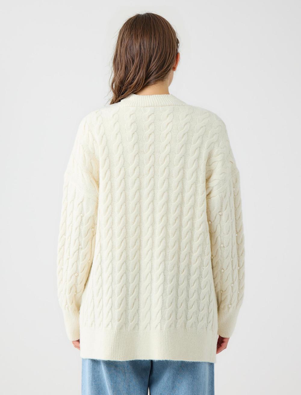 Loose Fit V-Neck Long-Sleeve Cardigan - 5WW104336