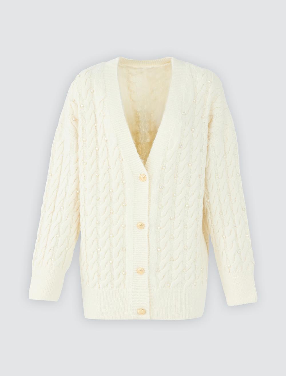 Loose Fit V-Neck Long-Sleeve Cardigan - 5WW104336