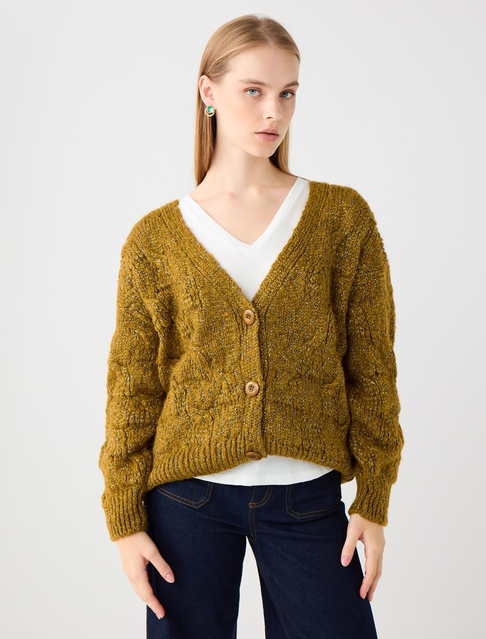 Loose Fit V-Neck Cardigan - 5WW104902
