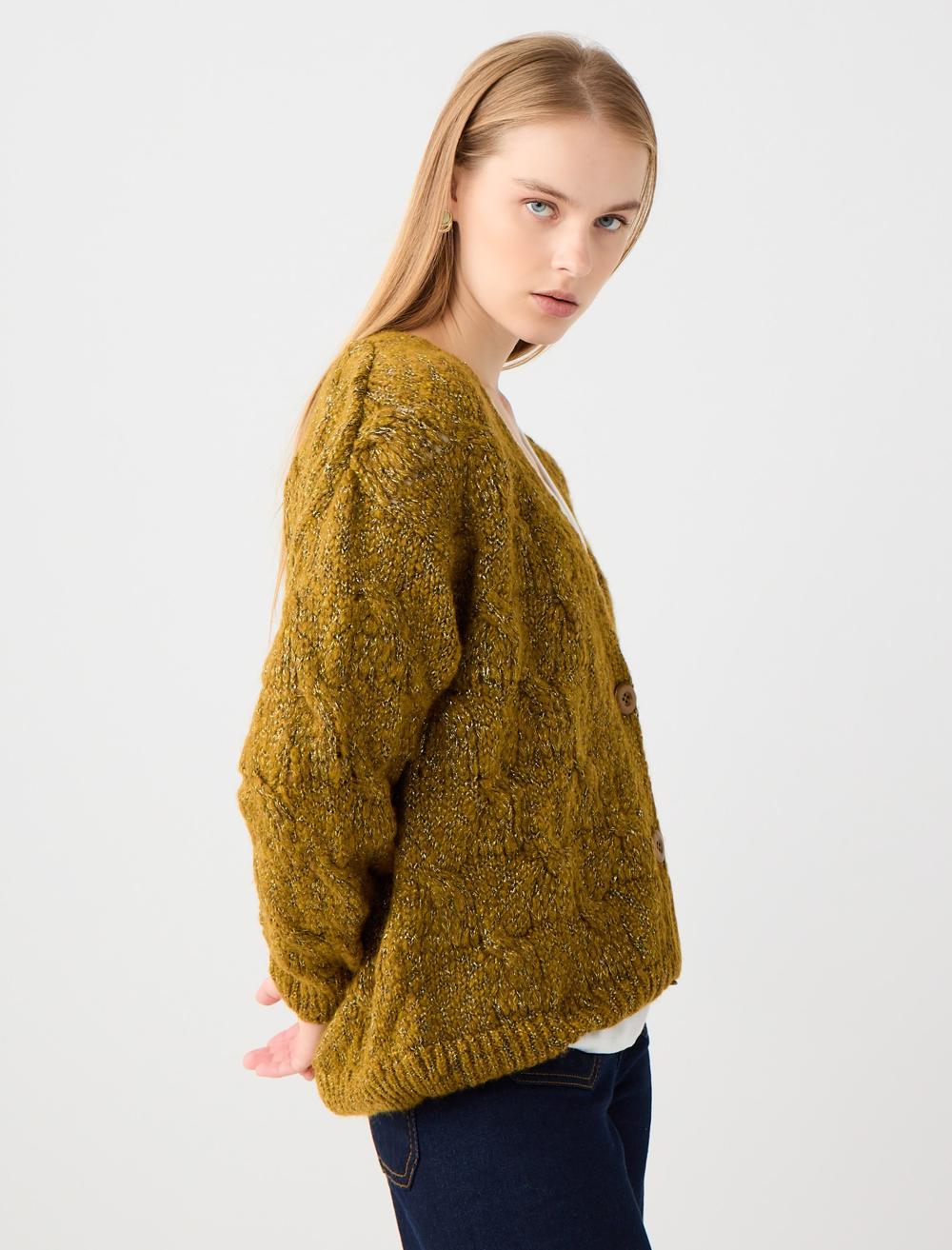 Loose Fit V-Neck Cardigan - 5WW104902