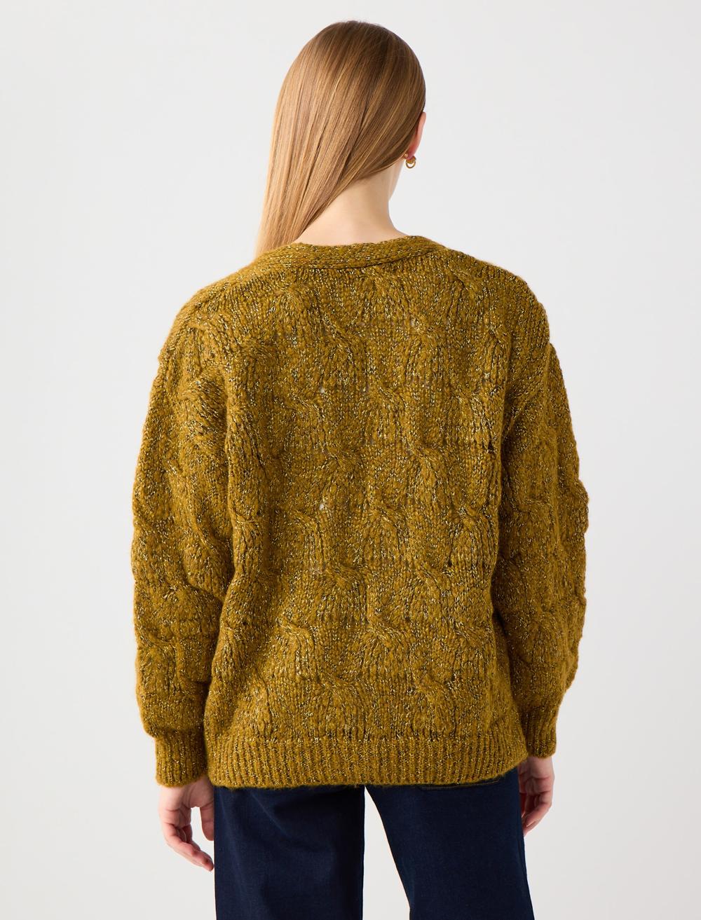 Loose Fit V-Neck Cardigan - 5WW104902