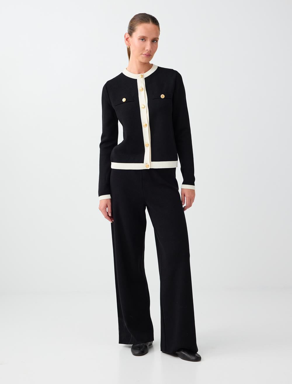 Open Front Textured Cardigan - Black - 5WW105284900