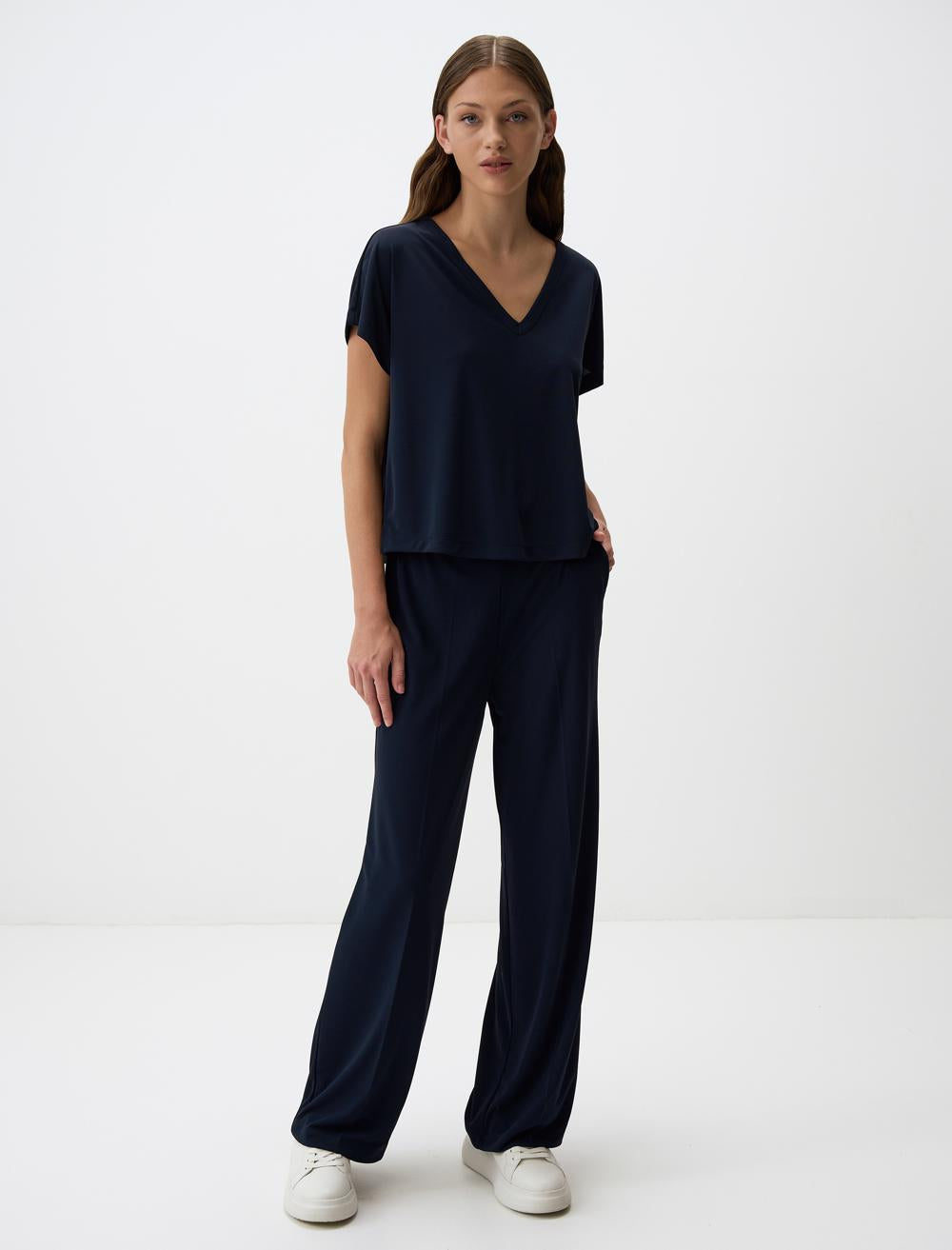 High Waist Wide Leg Jogger Pants with Pockets