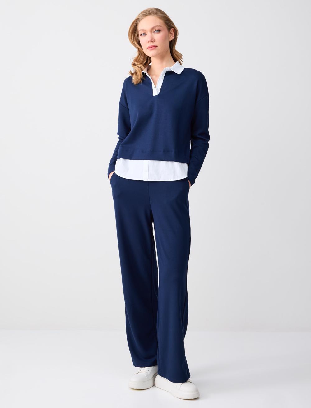 Wide Leg Long Modal Knit Jogger Pants