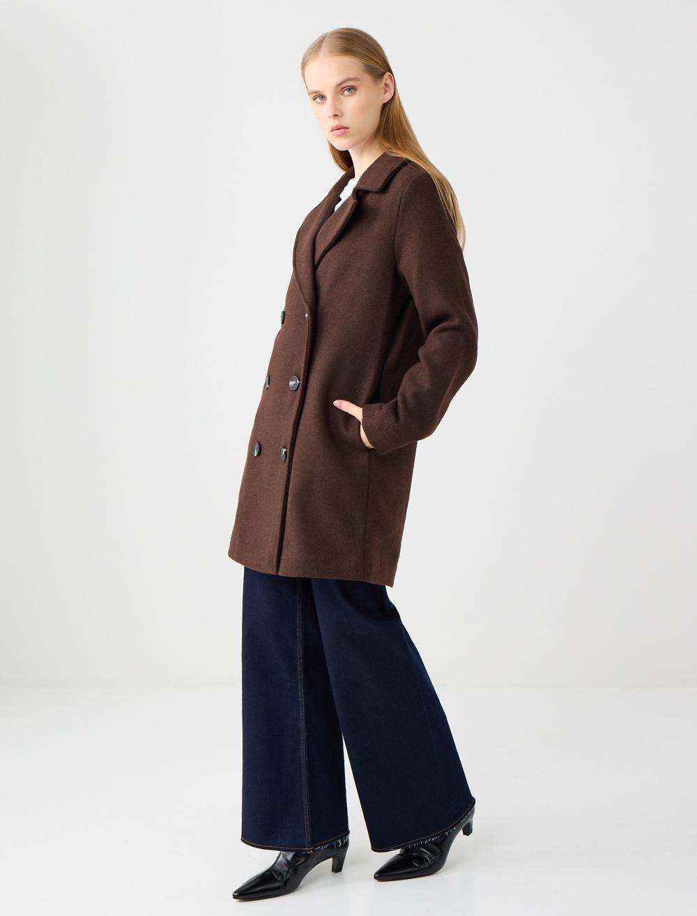 Long-Sleeve Coat - Bitter Brown - 5WW123683803