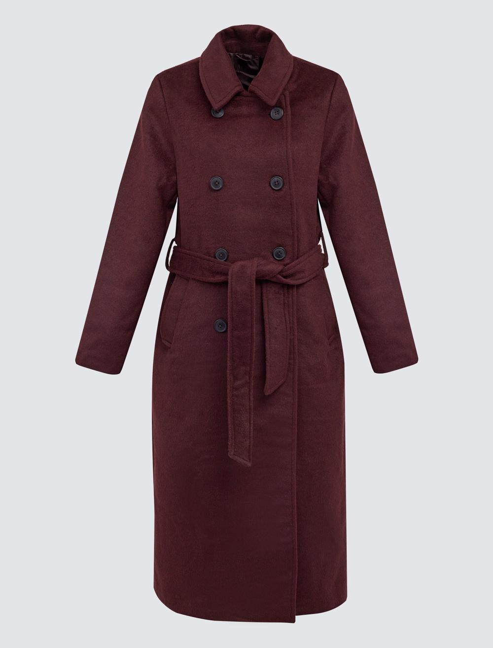 Cache-Coeur Long-Sleeve Coat - Burgundy - 5WW123684562