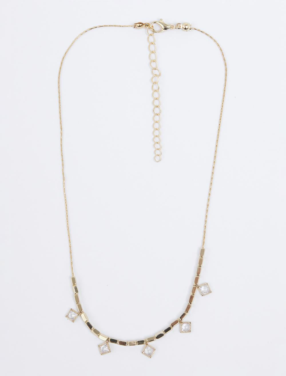 Square-shaped shiny adjustable necklace