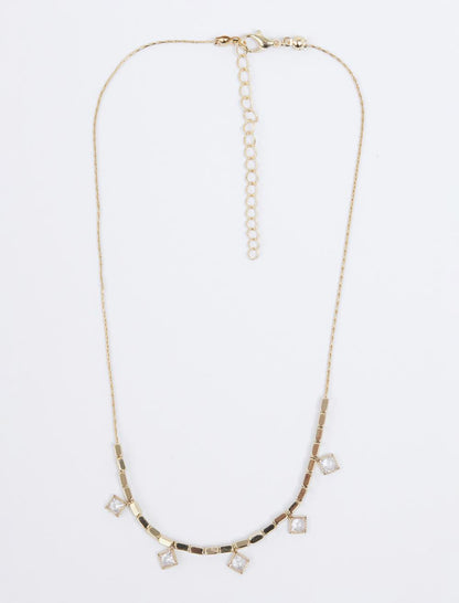 Square-shaped shiny adjustable necklace