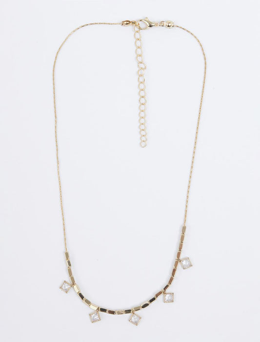 Square-shaped shiny adjustable necklace