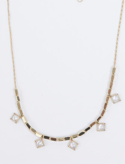 Square-shaped shiny adjustable necklace
