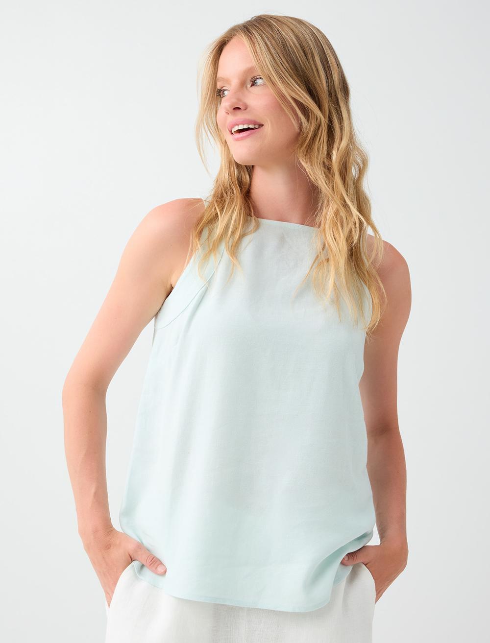 Normal Fit Square Neck Sleeveless Blouse - Mint - 6SW035541332
