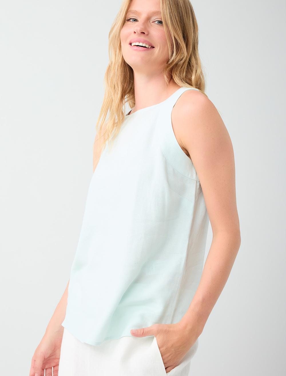 Normal Fit Square Neck Sleeveless Blouse - Mint - 6SW035541332