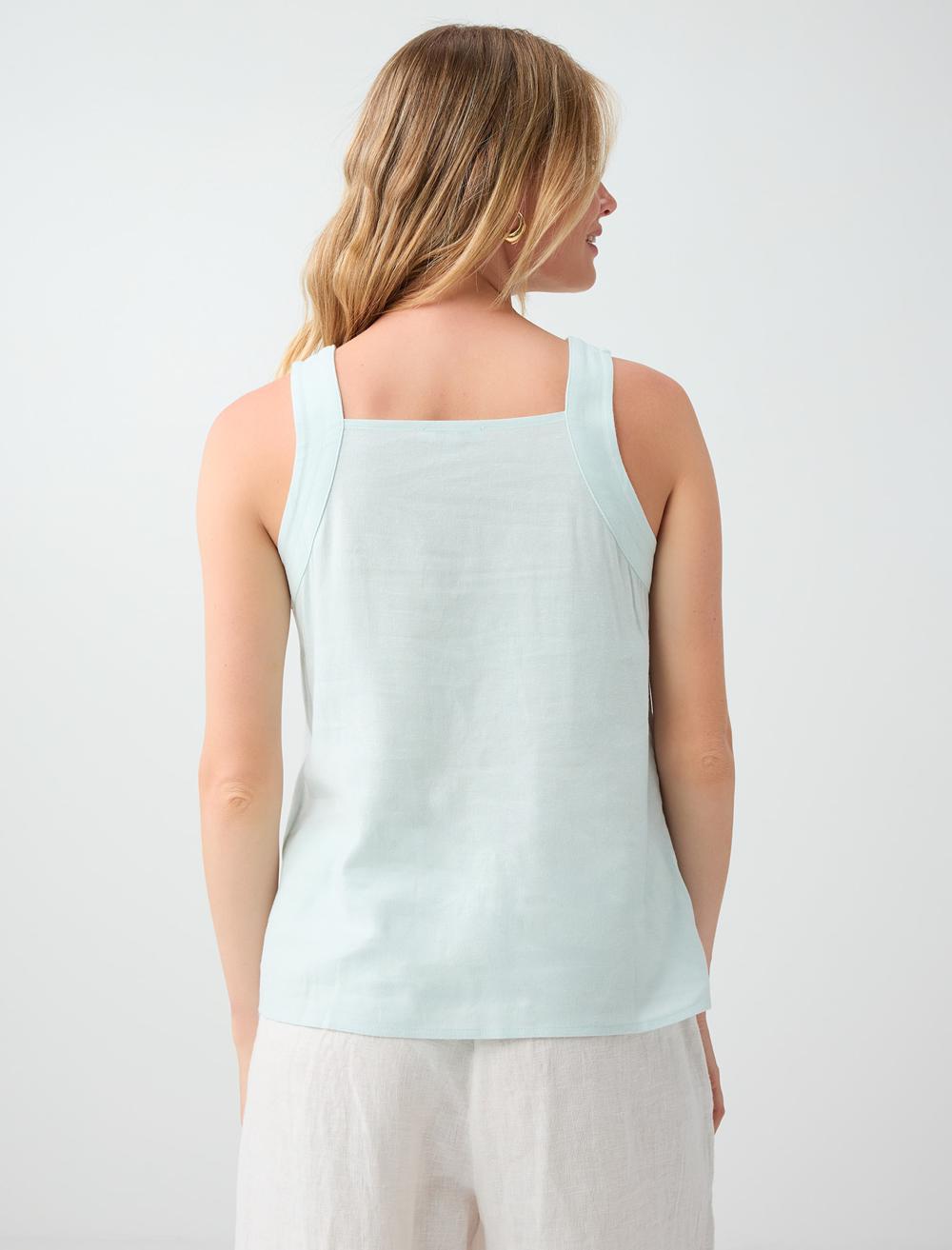 Normal Fit Square Neck Sleeveless Blouse - Mint - 6SW035541332