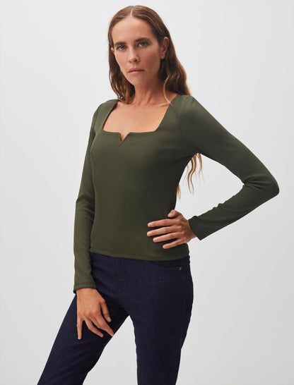 Square Neck Long Sleeve Stylish Basic Blouse
