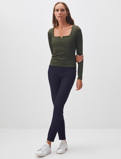 Square Neck Long Sleeve Stylish Basic Blouse