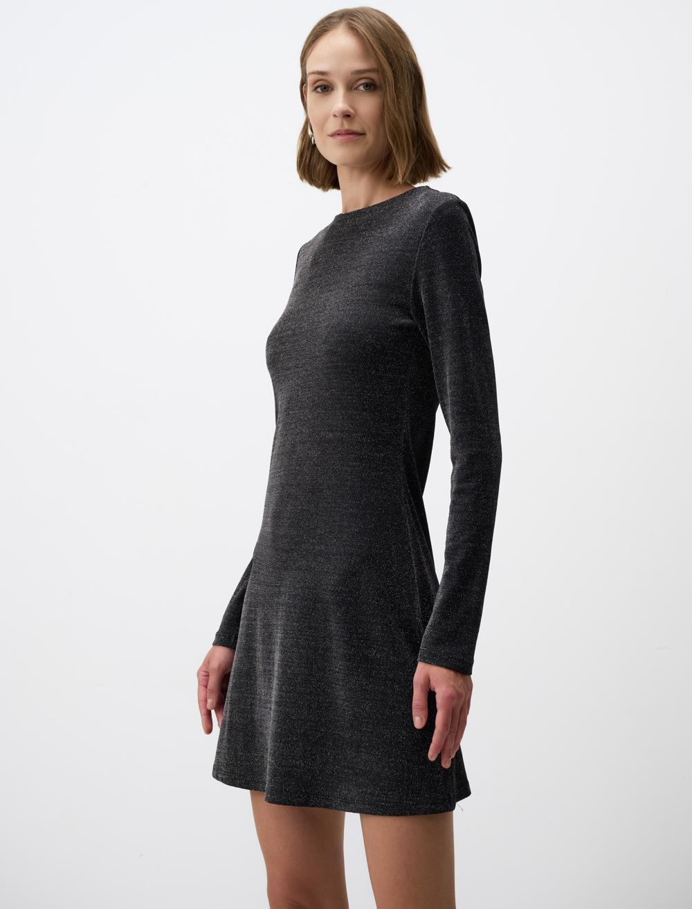 Boat Neck Slim Fit Mini Knitted Dress