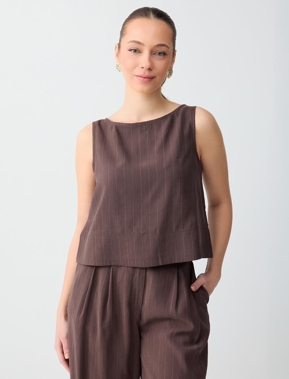 Sl Striped Blouse - Aci Kahve