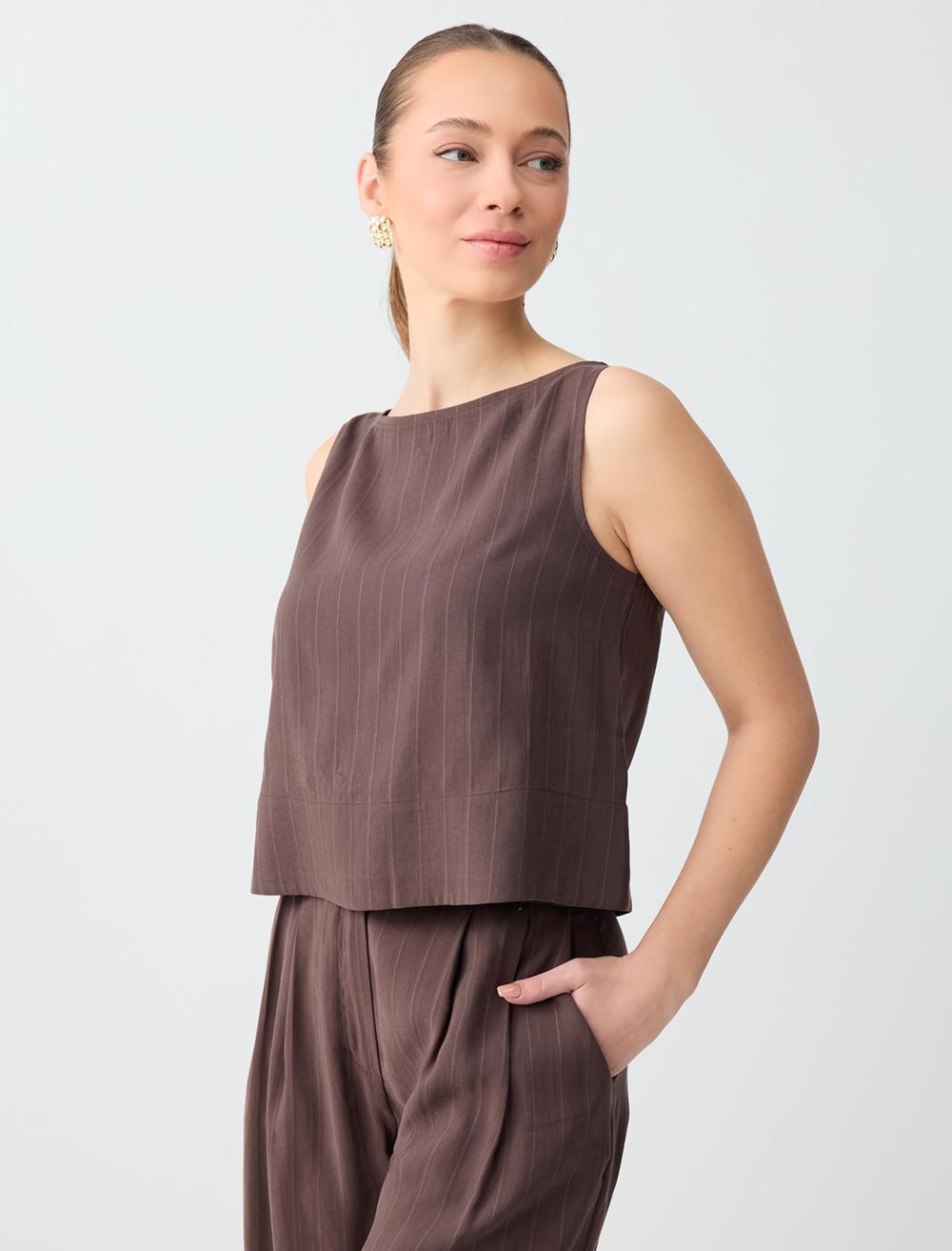 Sl Striped Blouse - Aci Kahve