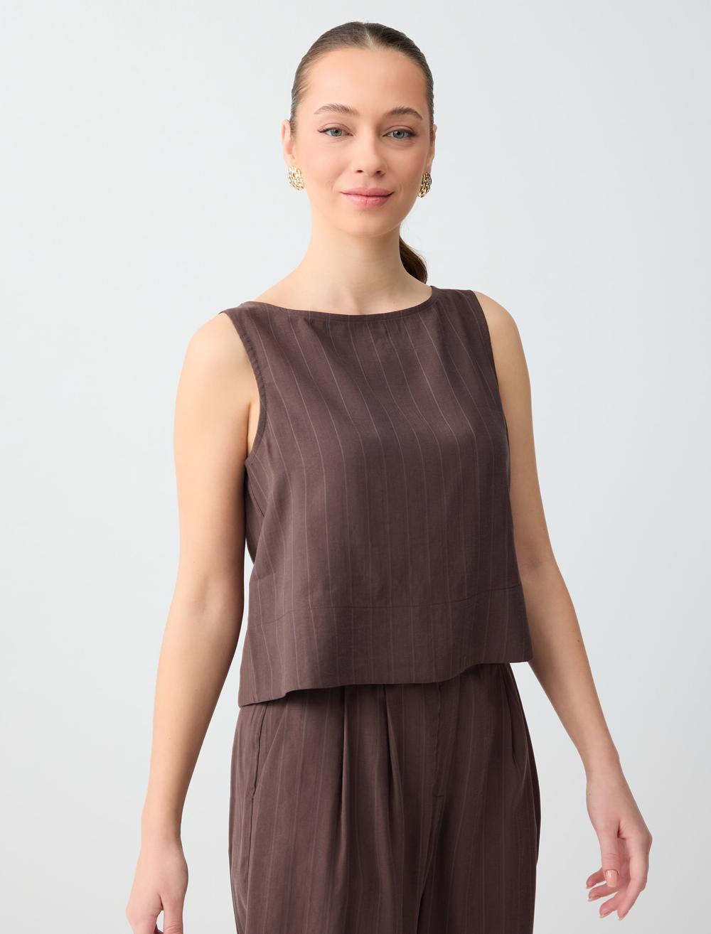 Sl Striped Blouse - Aci Kahve