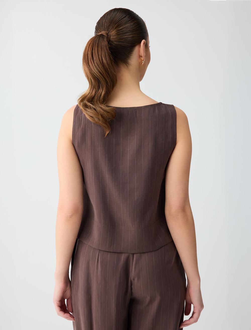 Sl Striped Blouse - Aci Kahve