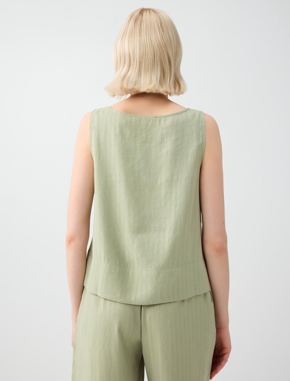 Normal Fit Off-the-shoulder Sleeveless Blouse - Khaki - 6SW032233312