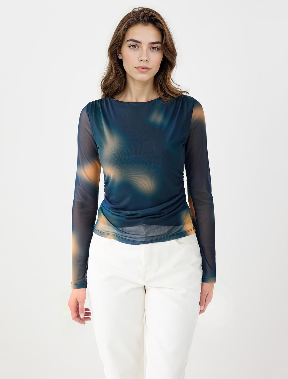 Slim Fit Off-The-Shoulder Long-Sleeve Blouse - 5WW035617