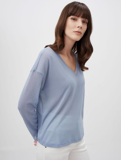 V-Neck Long Sleeve Stylish Basic Blouse