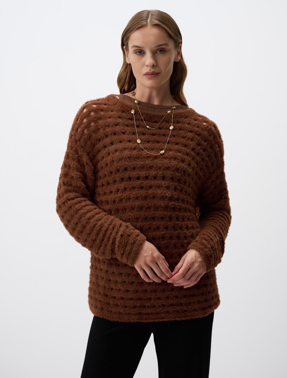 Round Neck Openwork Sweater Sweater