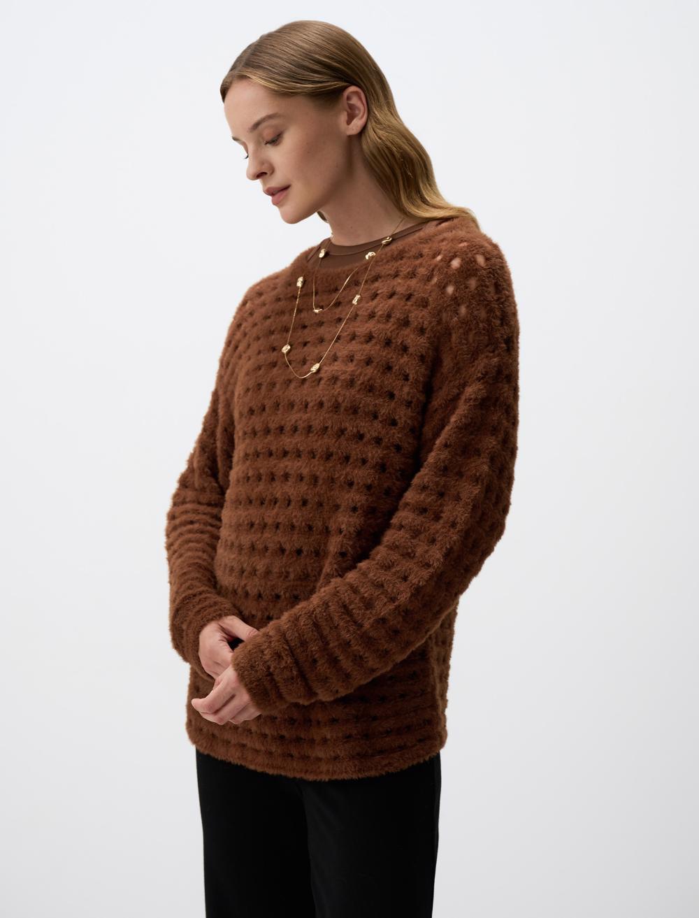 Round Neck Openwork Sweater Sweater