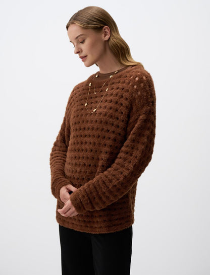 Round Neck Openwork Sweater Sweater